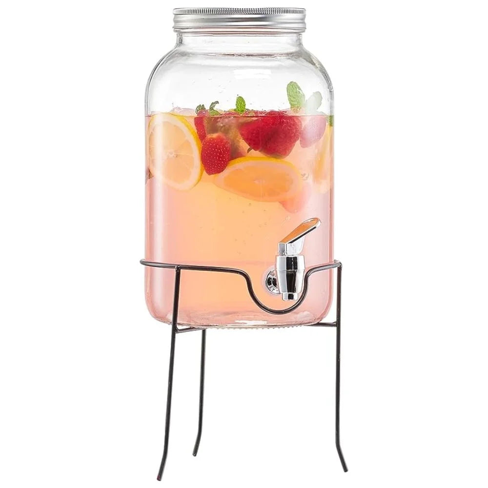 Clear Glass Beverage Dispenser with Spigot and Stand 1 Gallon A11518