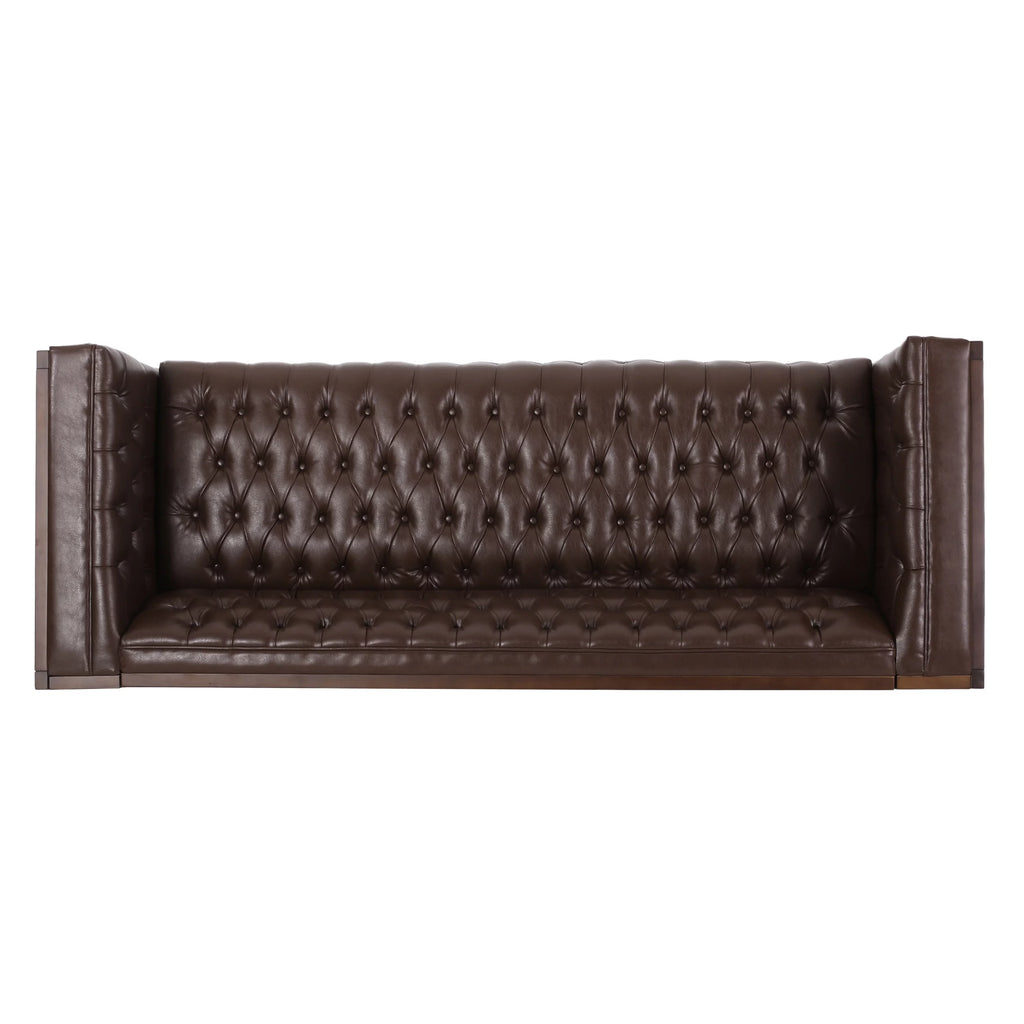 Dark Brown Faux Leather Sofa X756