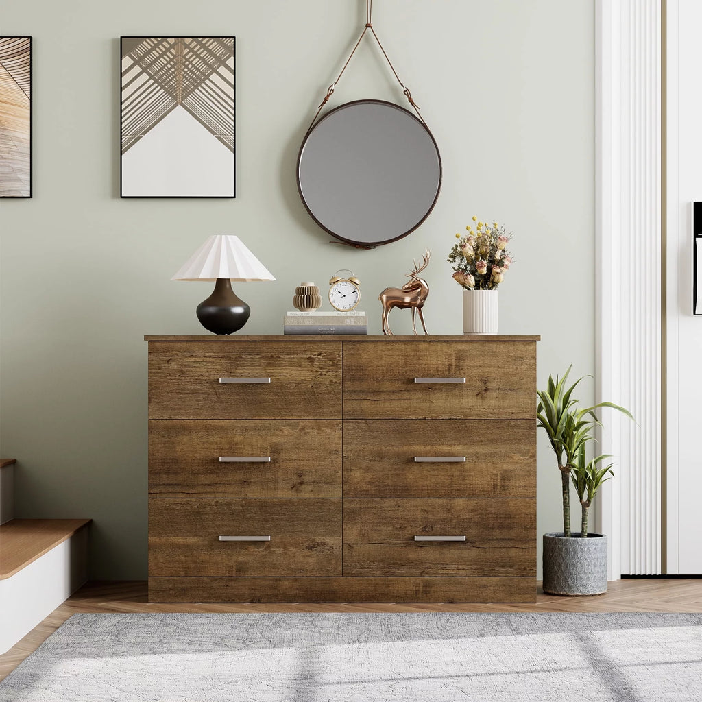 White 6 Drawer Wood Dresser R543