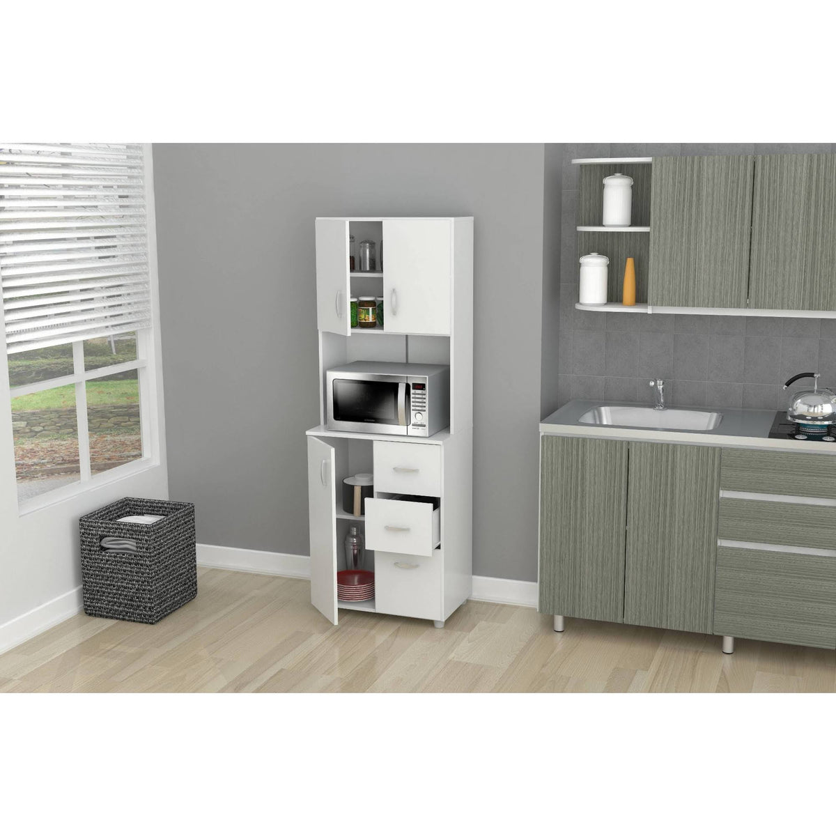 White Kitchen Storage Cabinet L306