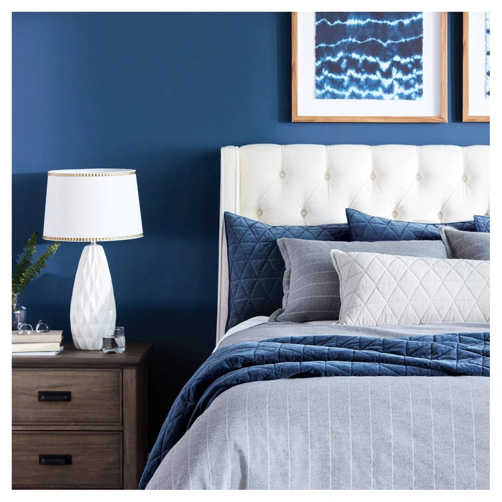 California King Tufted Wingback Linen Headboard B39467
