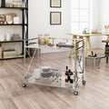 Silver and Clear Contemporary Indoor Bar Cart Q3105