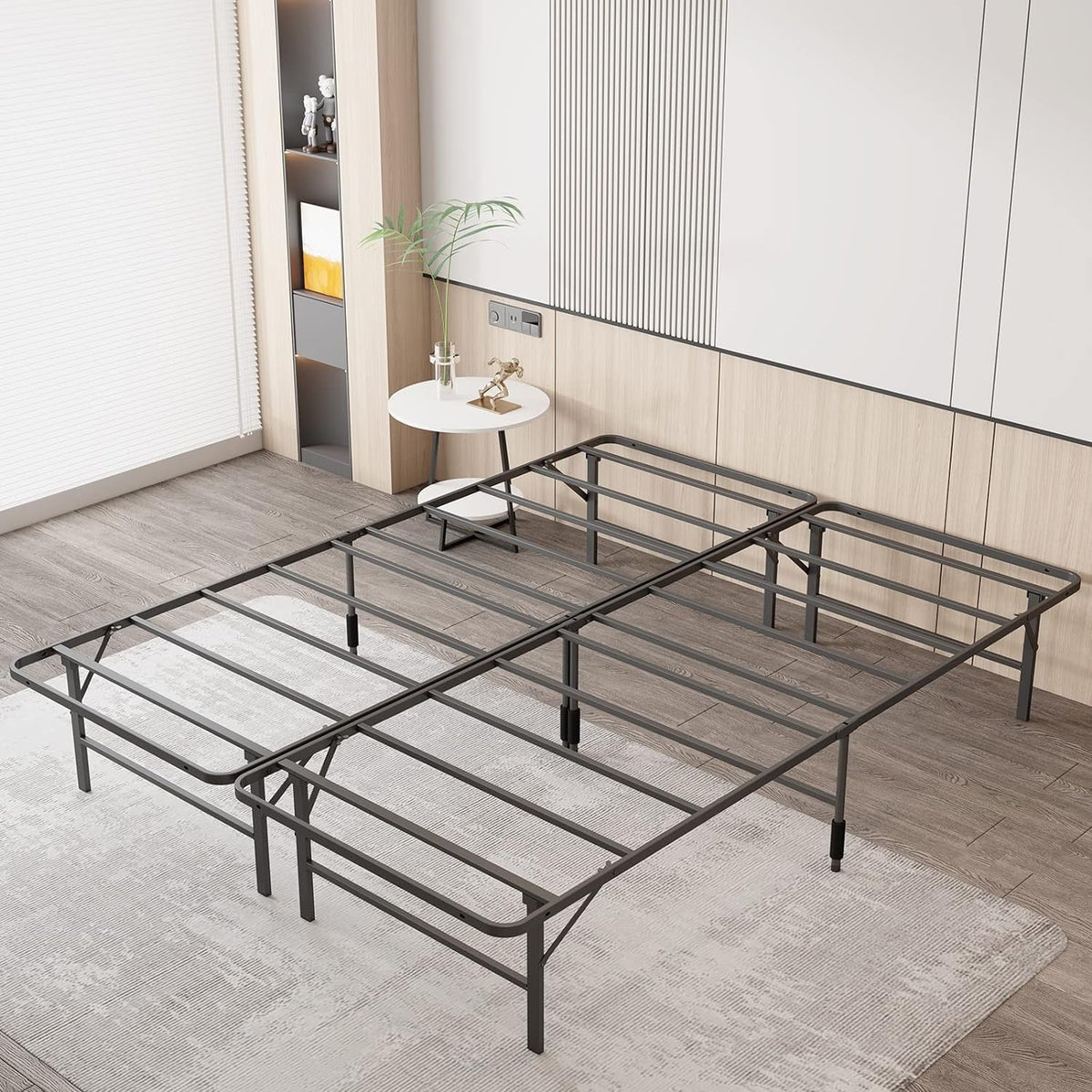 Queen Metal Bed Frame with Steel Slats S9378
