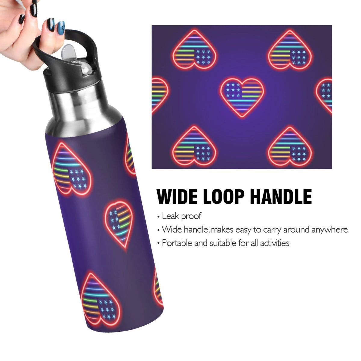 Stainless Steel Insulated Water Bottle with Straw Lid T108573
