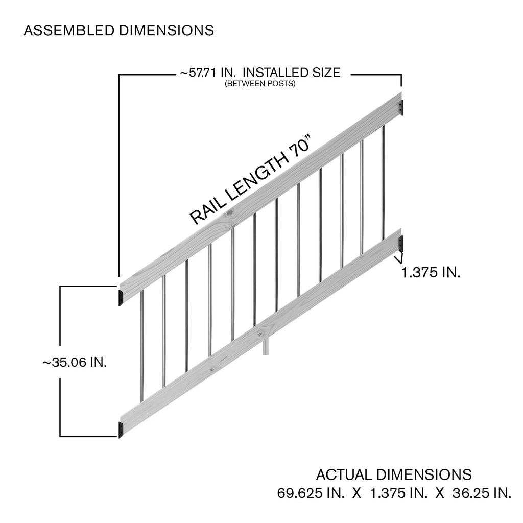 6 Ft. Pressure-Treated Wood Stair Rail Kit with Aluminum Round Balusters K38433