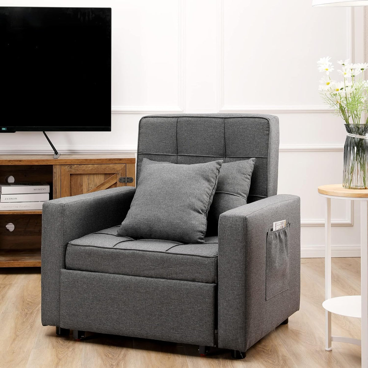 Dark Grey 3-in-1 Folding Sleeper Chair Bed M4200