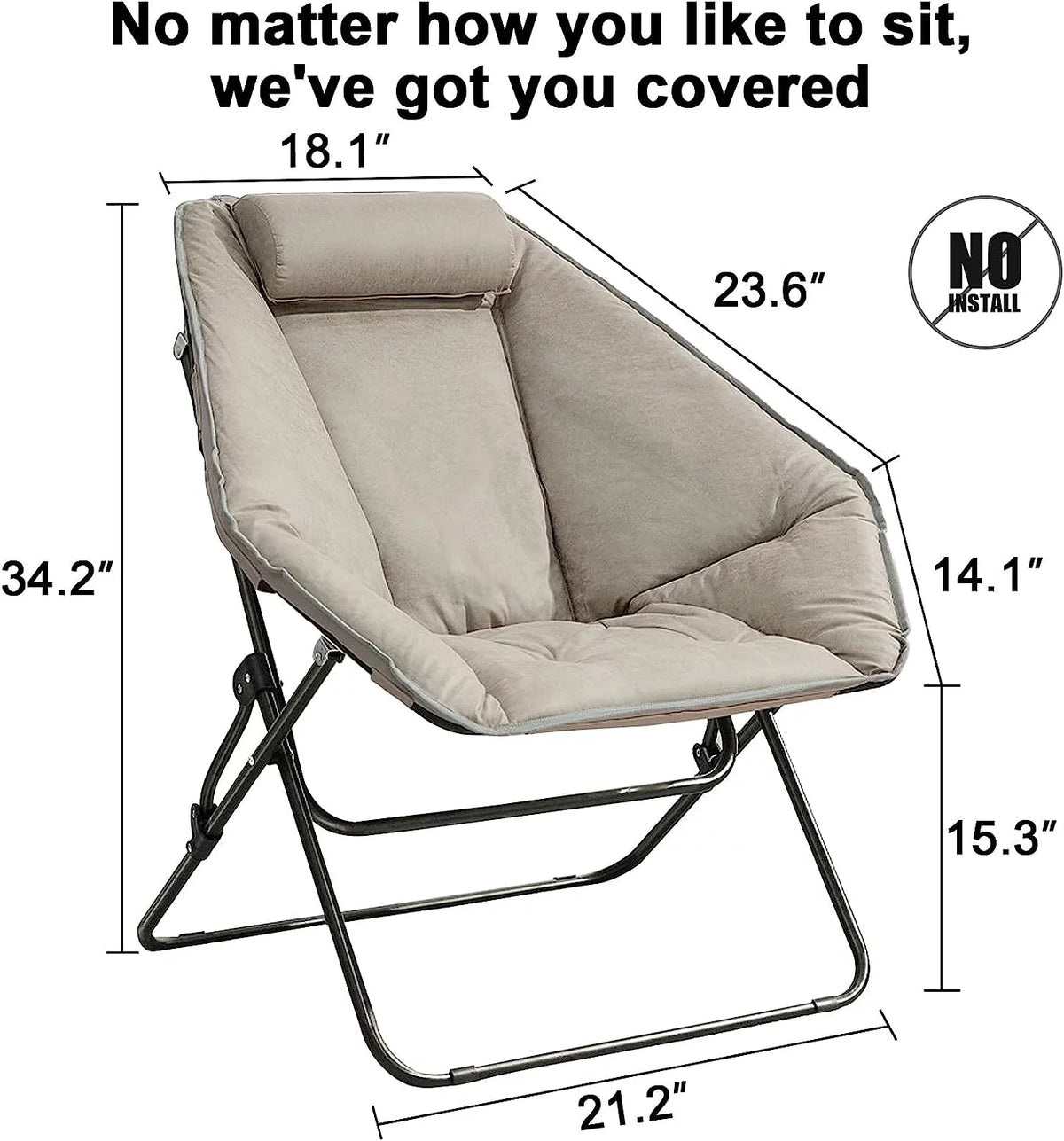 Foldable Gray Saucer Chair J6429