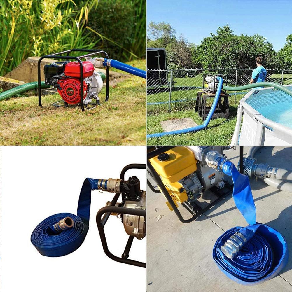 2 x 50' Blue PVC Lay-Flat Discharge Hose with Camlock Fittings A85731