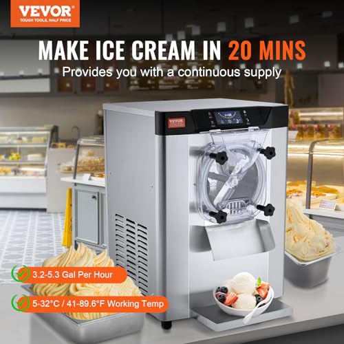 Commercial Ice Cream Machine 1400W 20/5.3 Gph Hard Serve with LED Display U73314