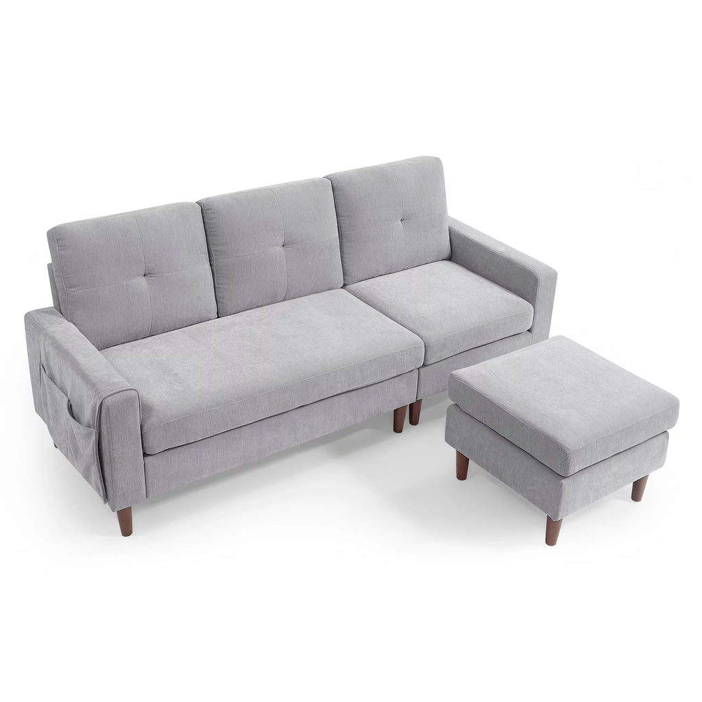 Light Grey Chenille Convertible Sectional Sofa S941069