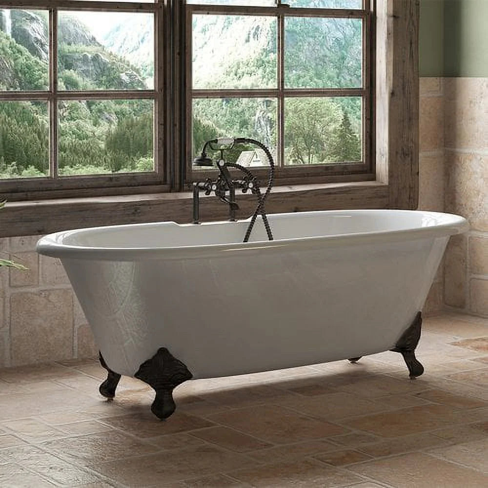 Cast Iron Double Ended Clawfoot Tub with Oil Rubbed Bronze Feet A98474