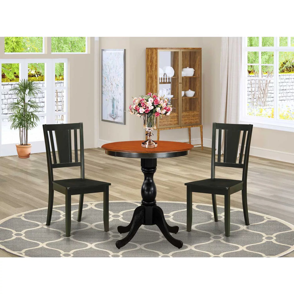 3-Piece Mid Century Modern Dining Set with Wood Table and 2 Chairs D9600