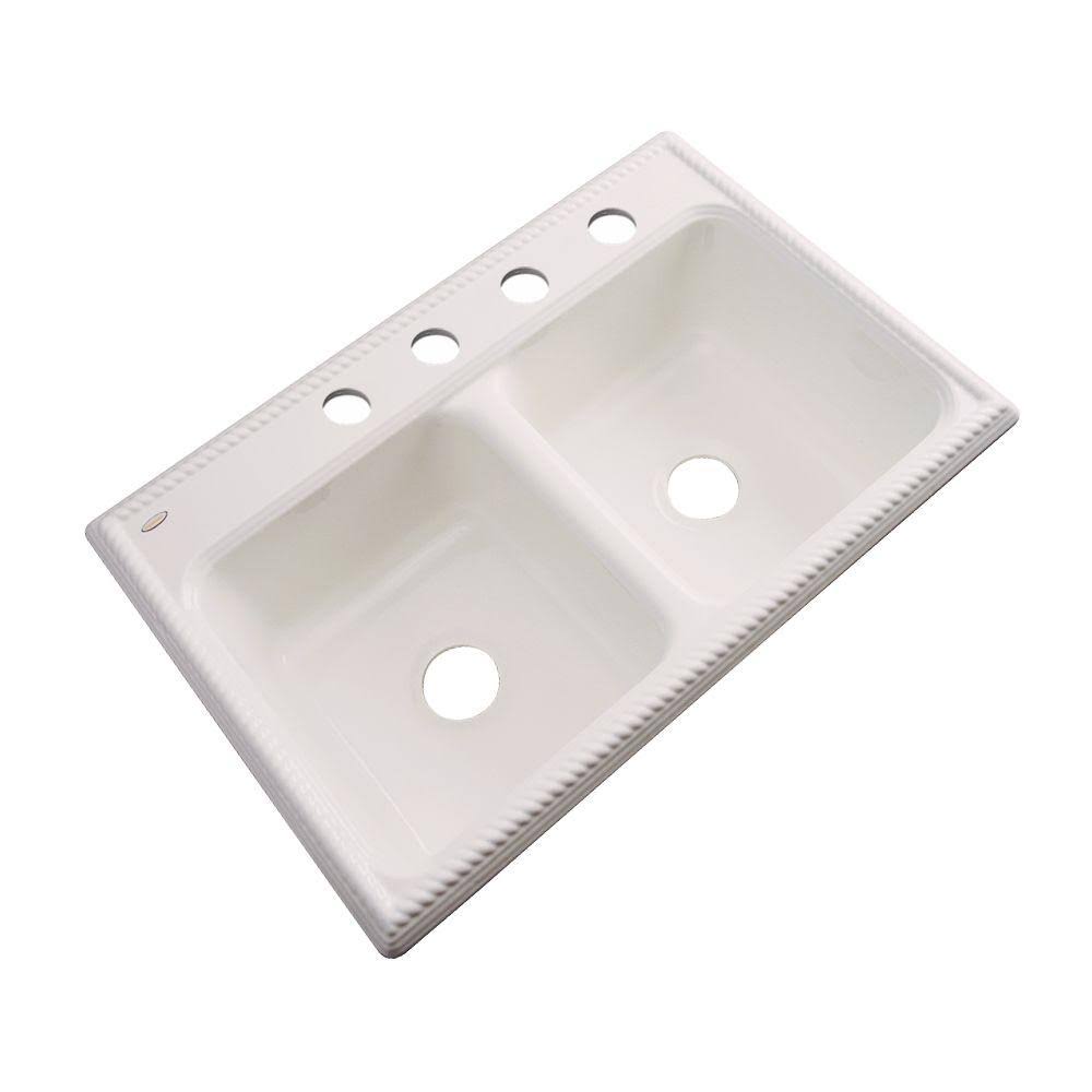 33 in. Double Bowl Acrylic Kitchen Sink in Almond Brown M6206