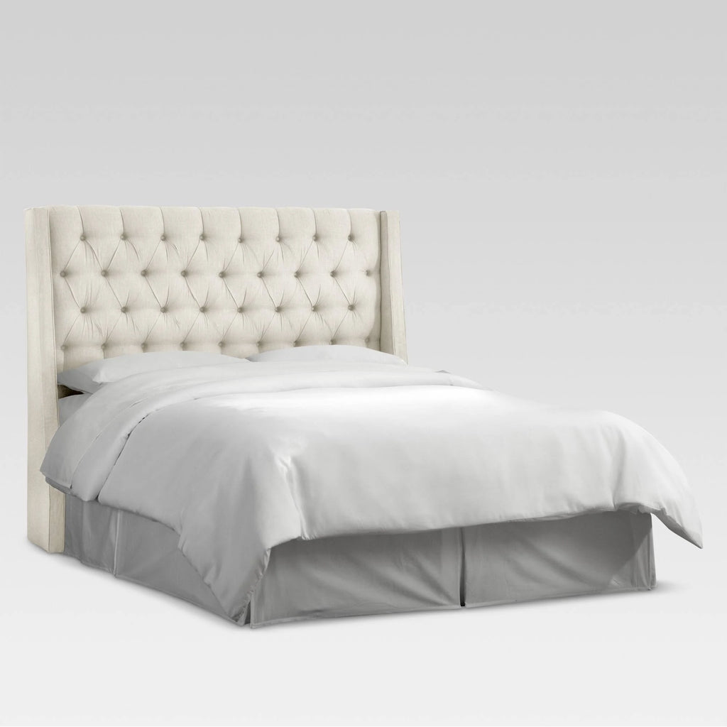 California King Tufted Wingback Linen Headboard B39467
