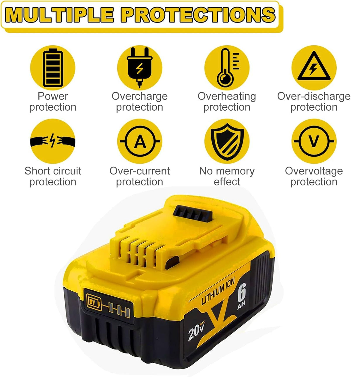 2 Pack 20V 6.0Ah Lithium Replacement Battery B57058
