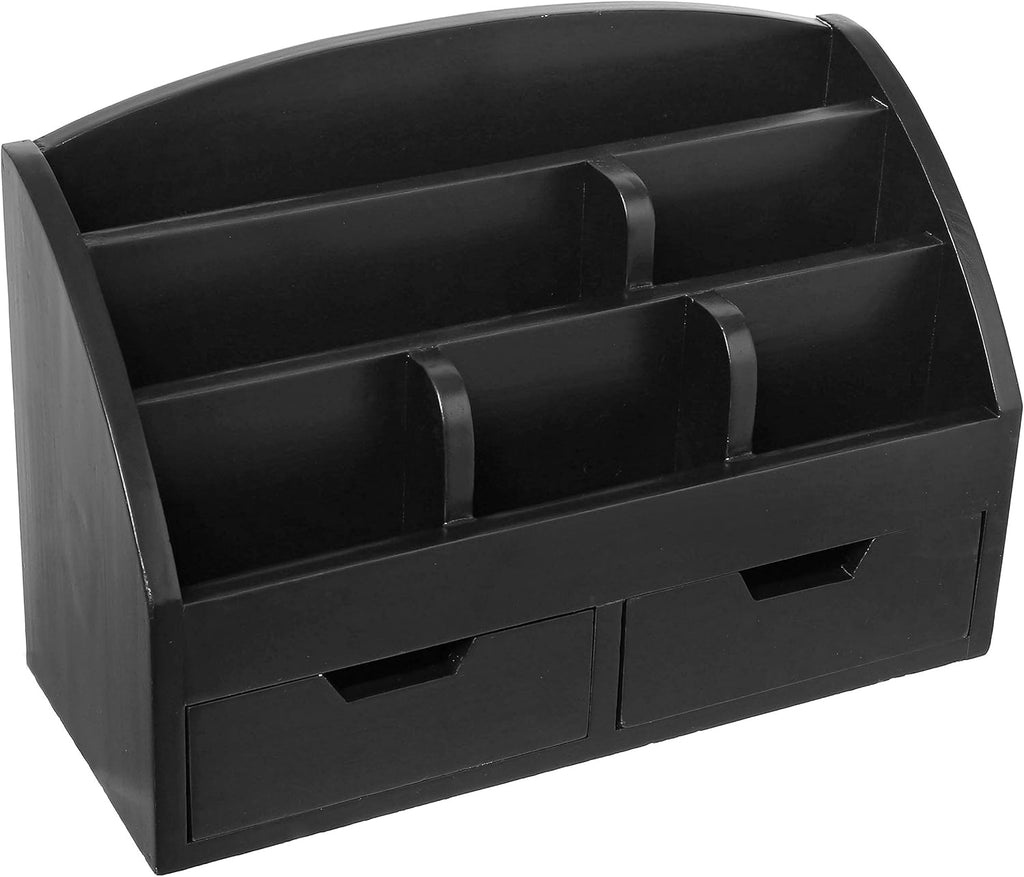 Whitewashed Wood Desktop Organizer with 6 Compartments C657