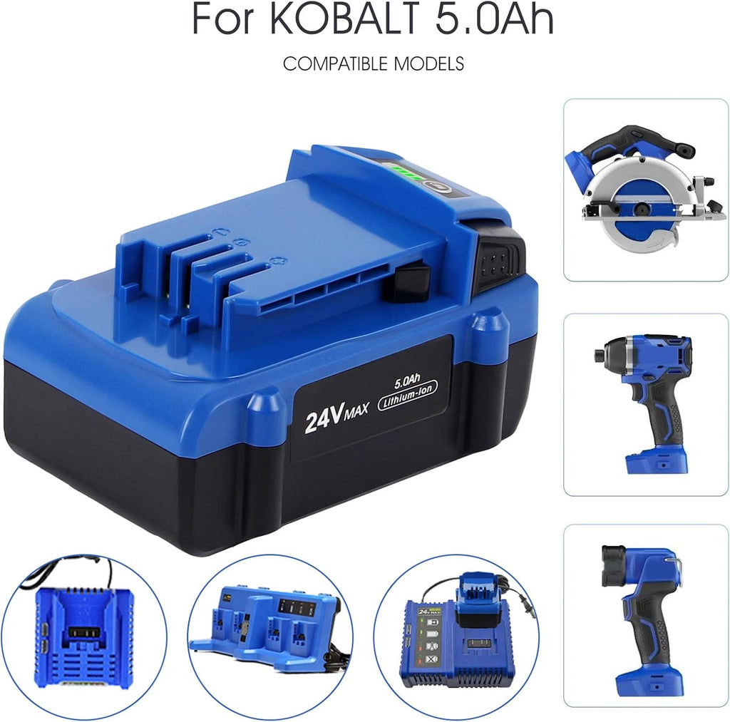 24V 5.0Ah Lithium Ion Cordless Tools Battery Pack of 2 U31217