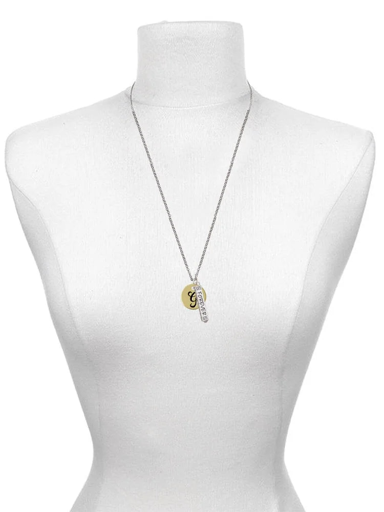 Goldtone Disc Letter G Bar Charm Necklace, 23" C82975