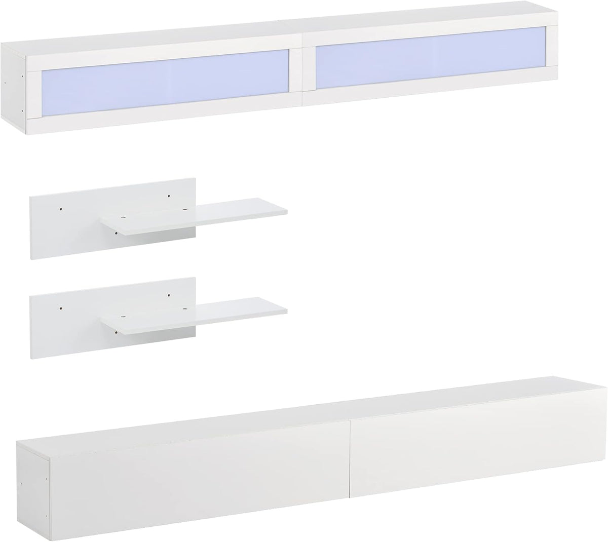 Wall Mount Floating Entertainment Center with 4 Storage Cabinets and 2 Shelves, High Gloss TV Stand N8790