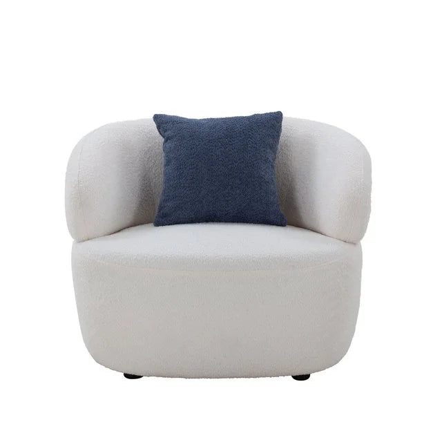 Beige Boucle Swivel Barrel Chair Z377681