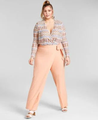 Plus Size Asymmetrical Wrap Pants U181