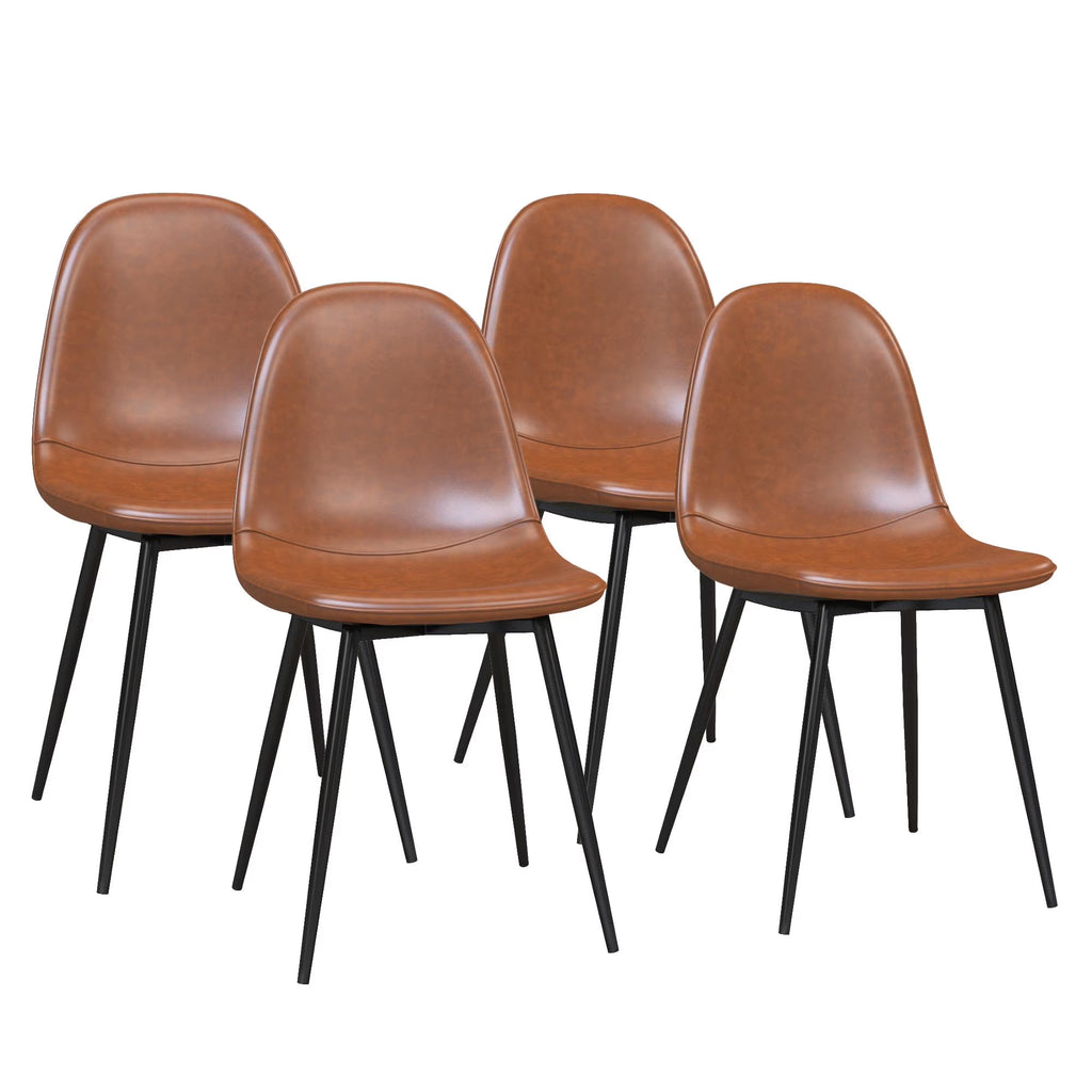 Camel Faux Leather Upholstered Dining Chair, Set of 4 P38320