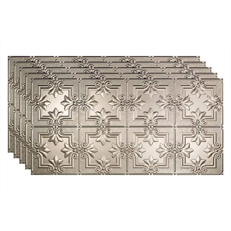 Brushed Nickel 2ft x 4ft Glue Up Ceiling Tile (5 Pack) O5475