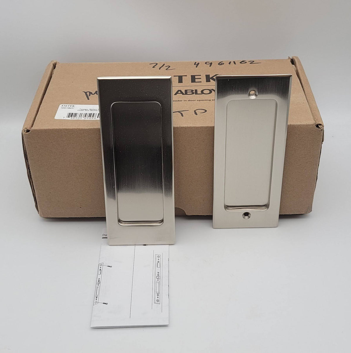 Satin Nickel Rectangular Pocket Door Mortise Set F10134