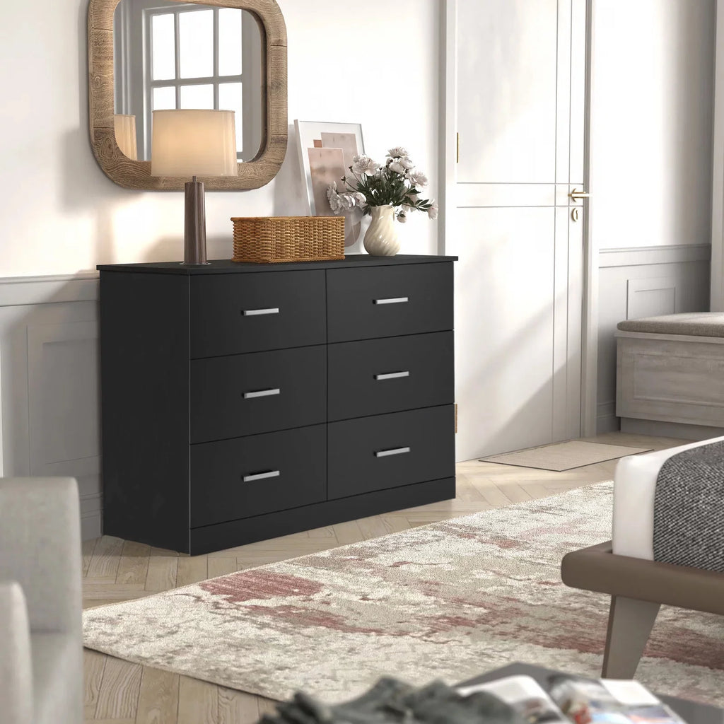 White 6 Drawer Wood Dresser R543
