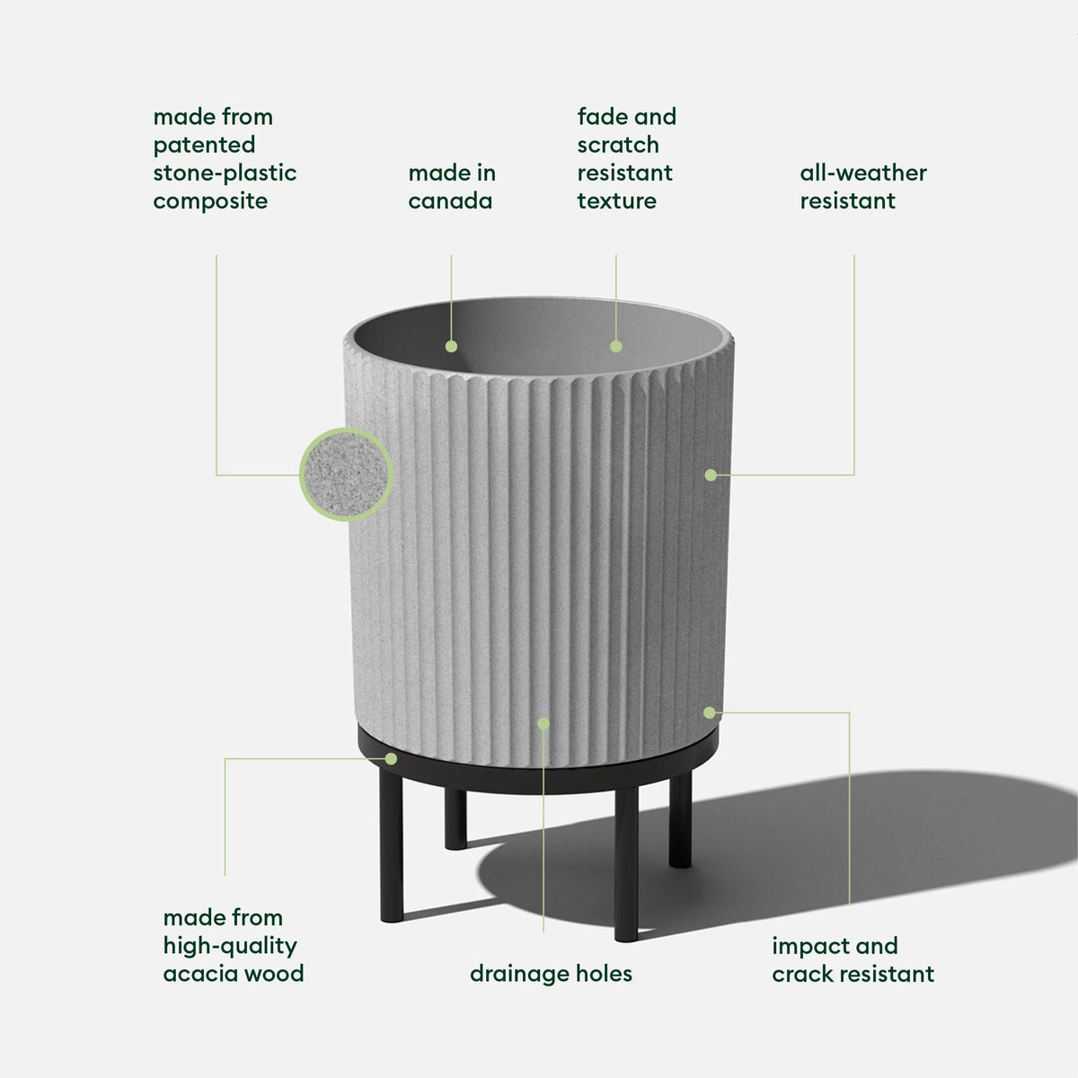 16" Plastic-Stone Planter with Stand B383