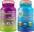 Probiotics with Digestive Enzymes and Prebiotic, 3-in-1 Vegan Multi Enzyme Complex, Plant-Based Calcium 500mg B2873
