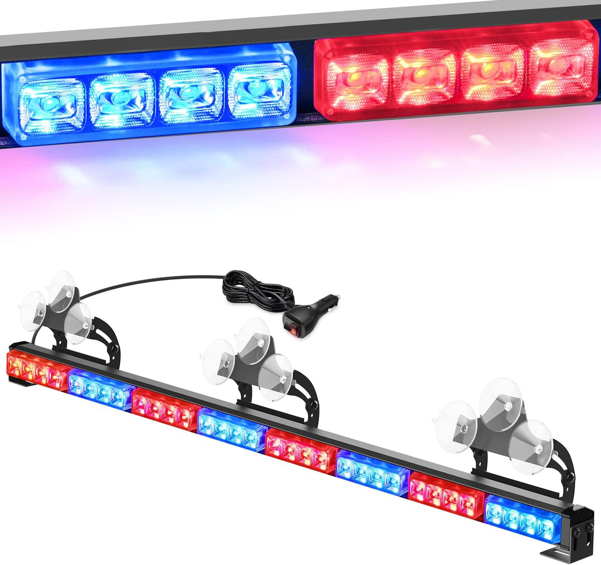 35Inch 32LED Traffic Advisor Strobe Light Bar with Cigar Lighter I241