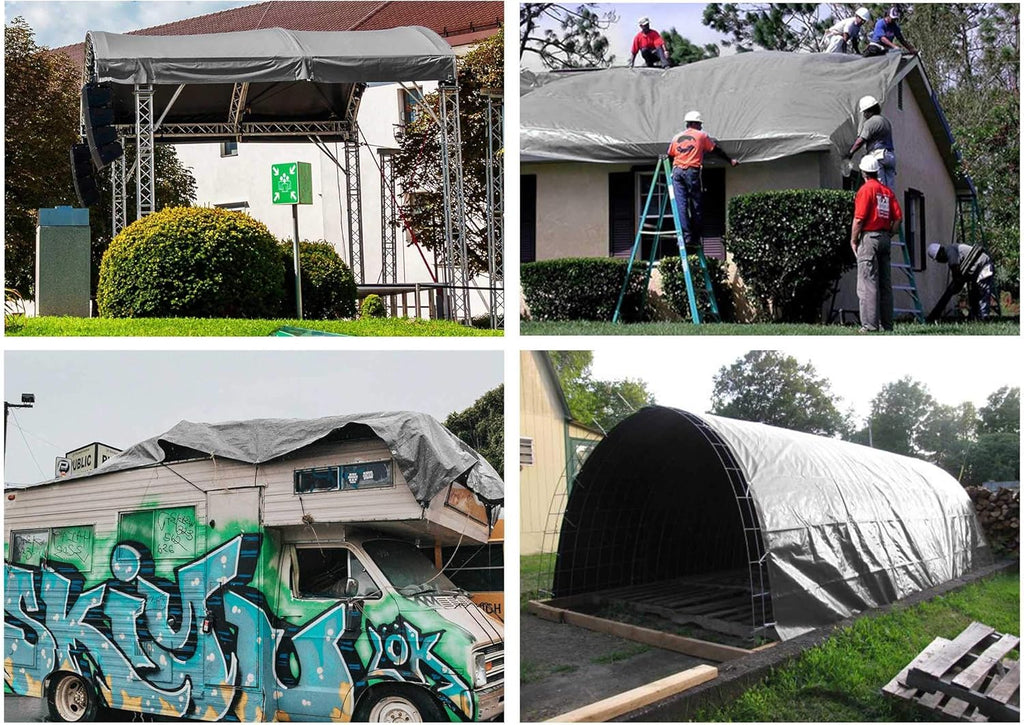 10x15ft Heavy Duty Reinforced Poly Tarp Waterproof Tarpaulin 10-mil Ground Sheet Camping Tent Cover with Eyelets Pack of 2 C614