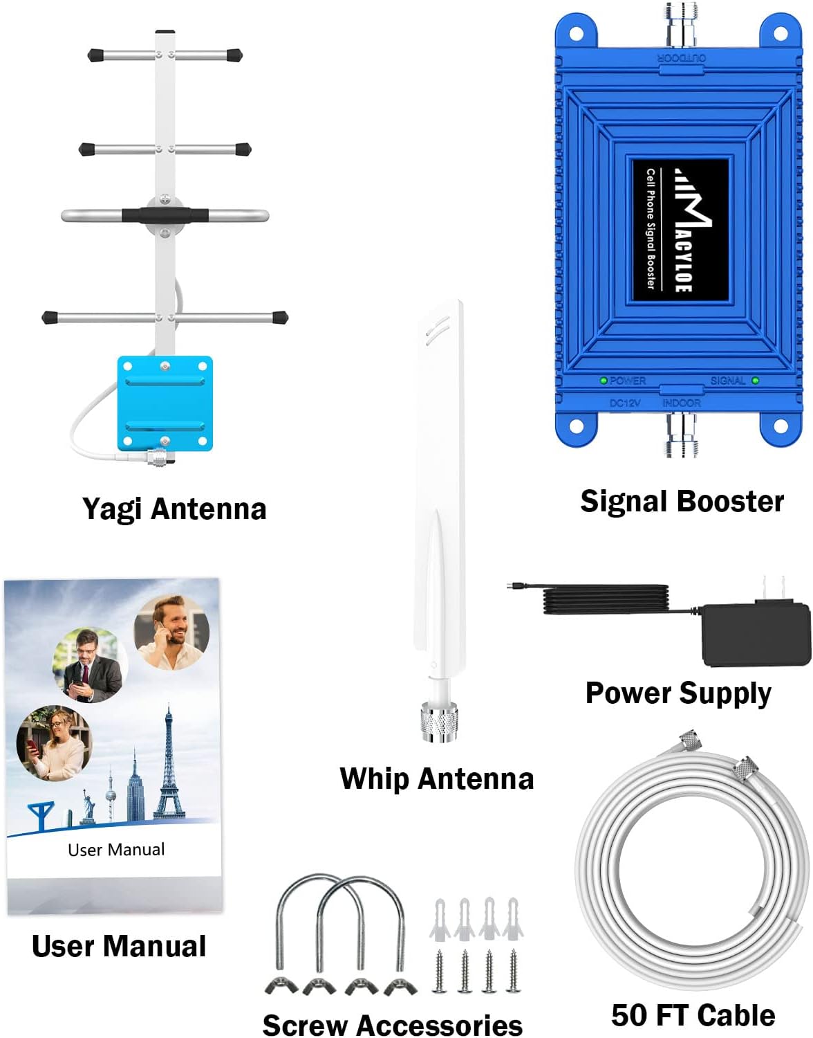 Cell Phone Booster with Whip/Yagi Antenna Kit X330