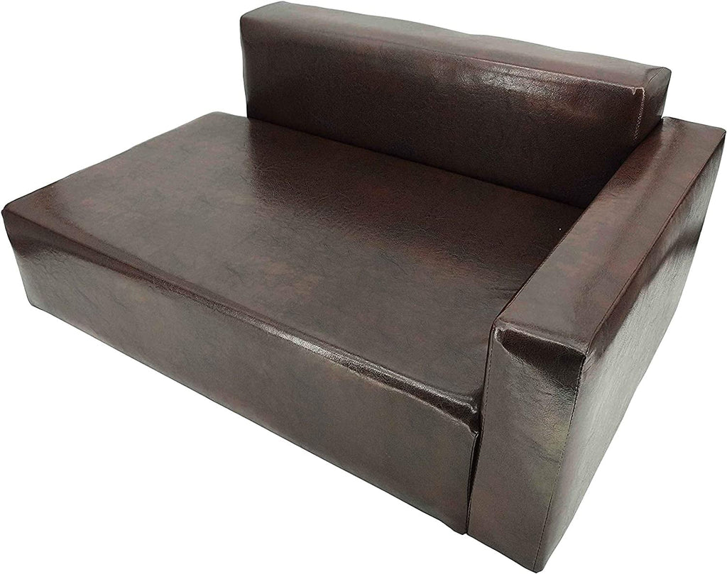 Brown Synthetic Leather Dog Sofa Bed R105