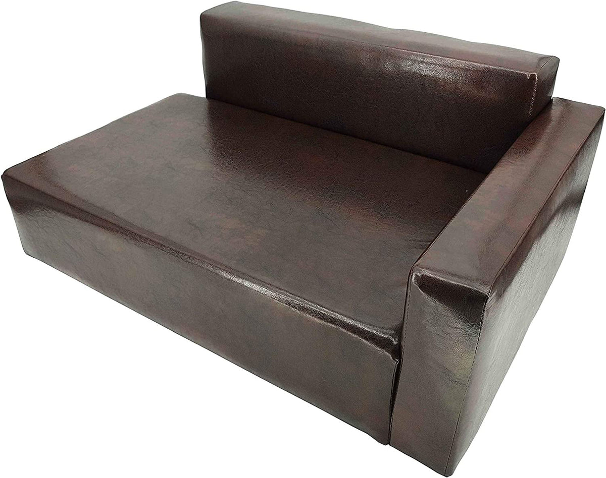 Brown Synthetic Leather Dog Sofa Bed R105