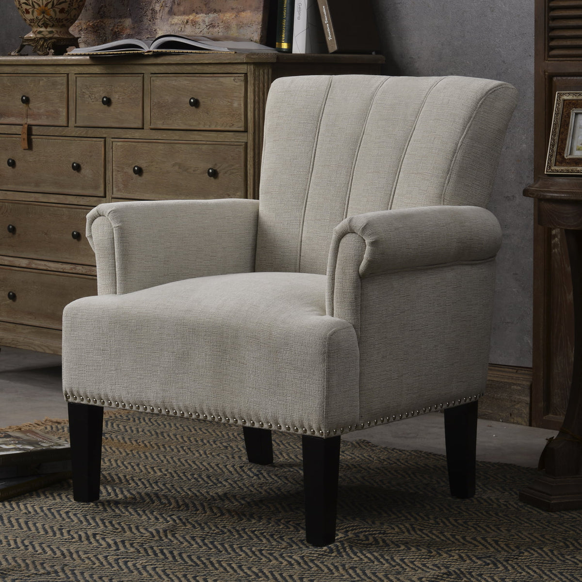 Beige Tufted Accent Armchair P5057