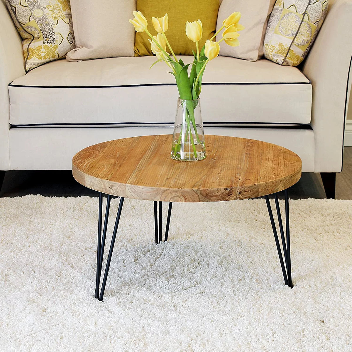 Round Old Elm Wooden Coffee Table S67017