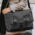 Black Leather Messenger Bag W103