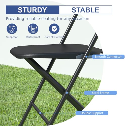 10 Pack Black Folding Chairs 350lb Capacity Z60176