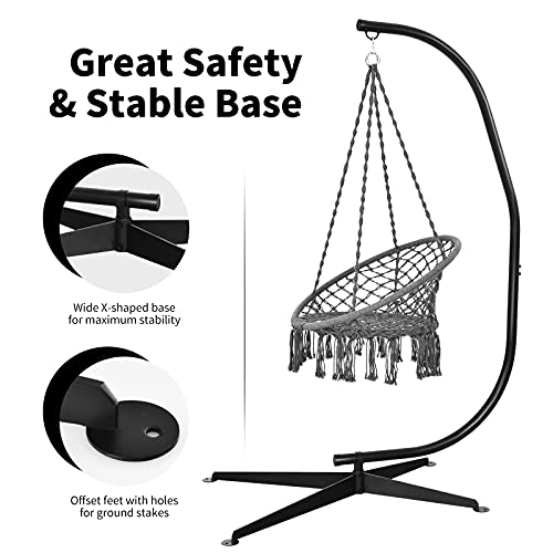 Black Heavy-Duty Steel Hammock Chair Stand Only X3041