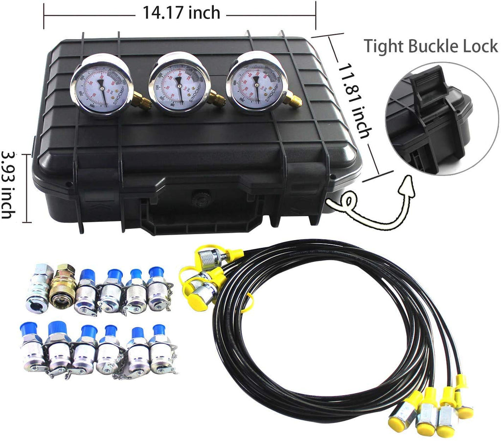 Hydraulic Test Kit with 12 Couplings, 4 Test Hoses and 3 Pressure Gauges Z560727