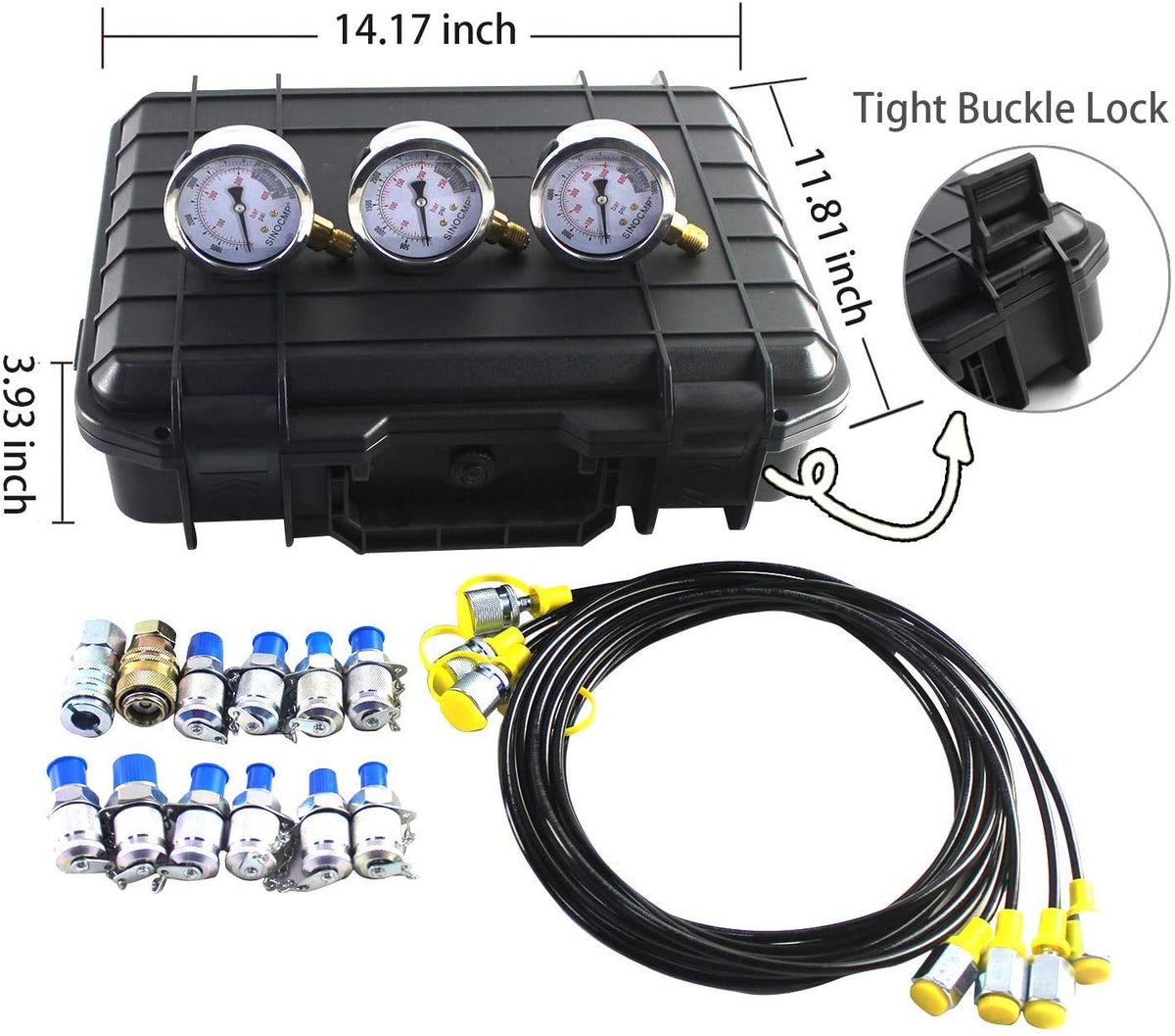 Hydraulic Test Kit with 12 Couplings, 4 Test Hoses and 3 Pressure Gauges Z560727