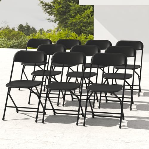 10 Pack Black Folding Chairs 350lb Capacity Z60176