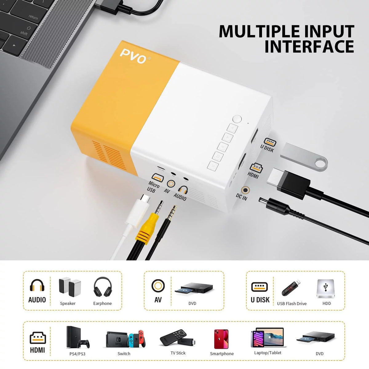 Portable LED Mini Projector with USB and Remote Control K8881