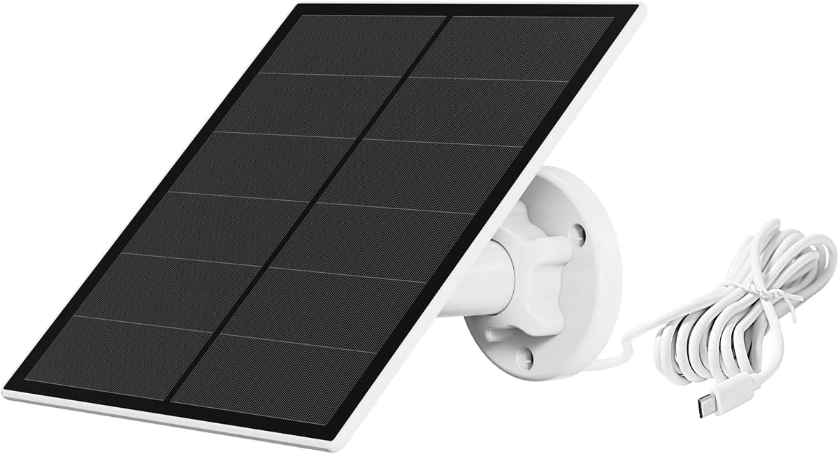Solar Panel for Rechargeable Battery Security Camera, IP65 Waterproof, Micro USB, 360° Adjustable Wall Mounting Bracket S122