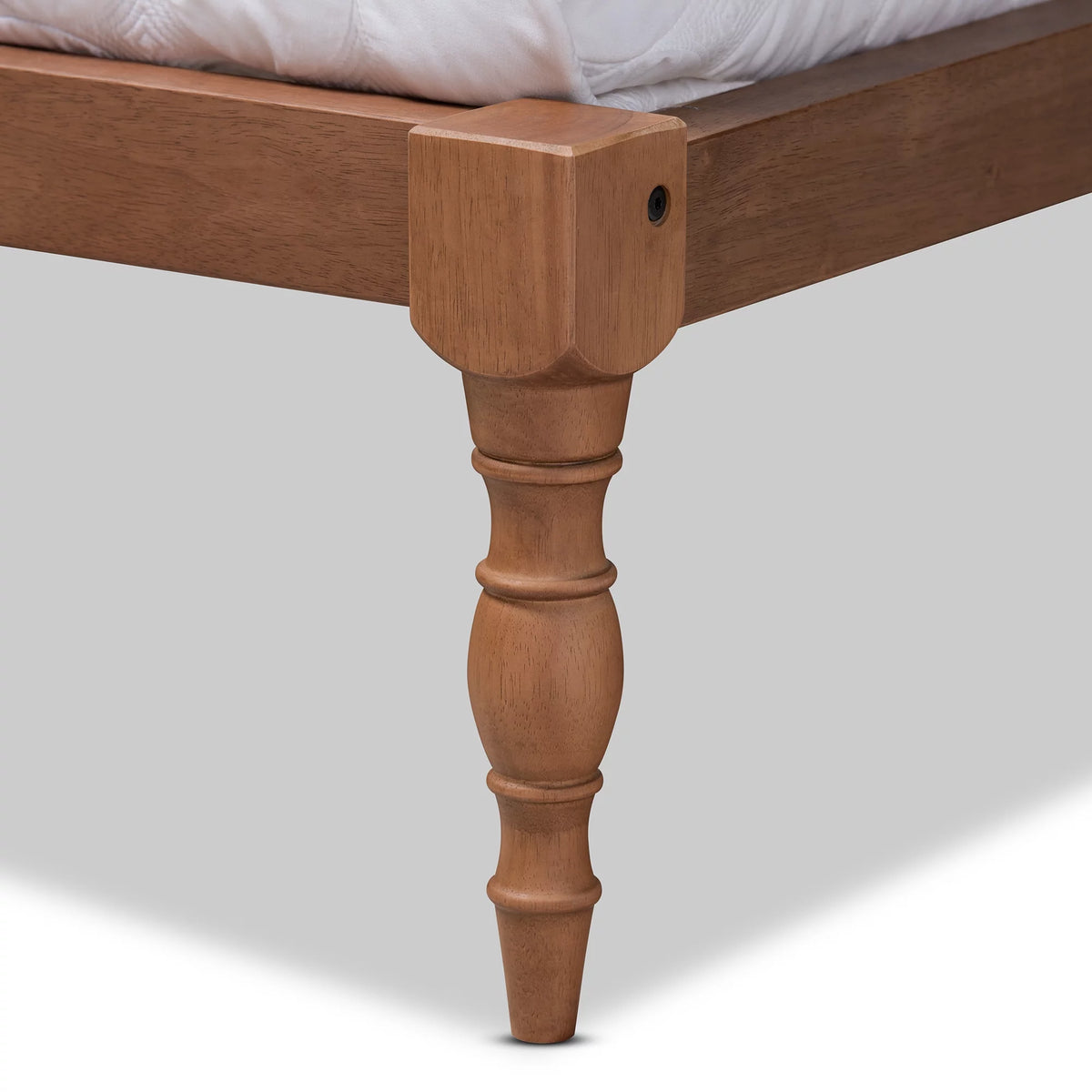 Walnut Brown Wood Queen Size Platform Bed Frame X59548