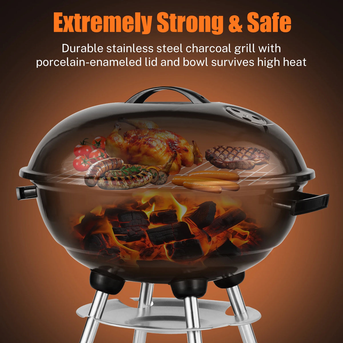 18 Inch Portable Charcoal Grill with Wheels M738910