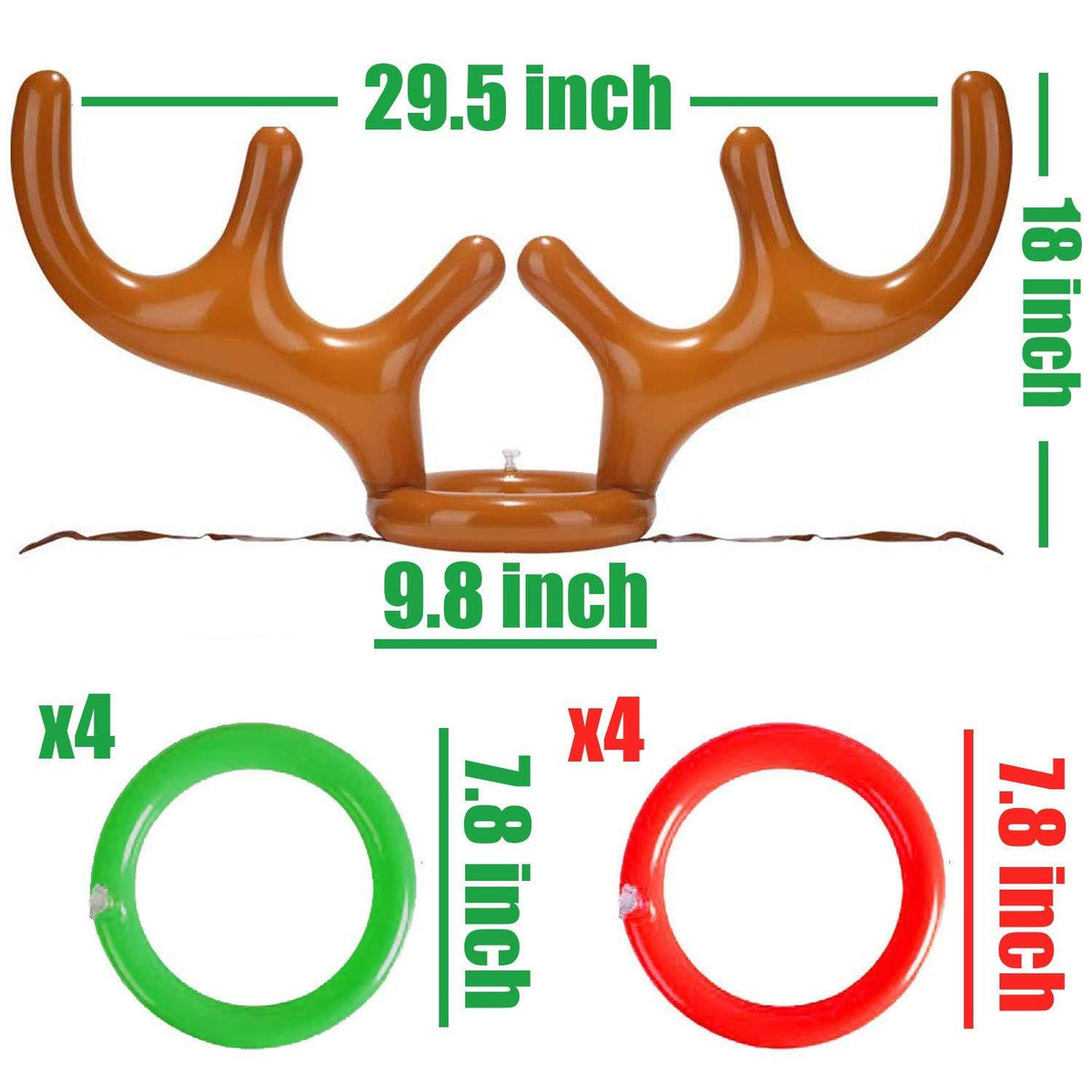 2 Pack Inflatable Reindeer Antler Ring Toss Game with 8 Rings, 2 Antlers S68066