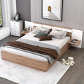 Queen Size Wood Platform Bed with Headboard and Storage A853890